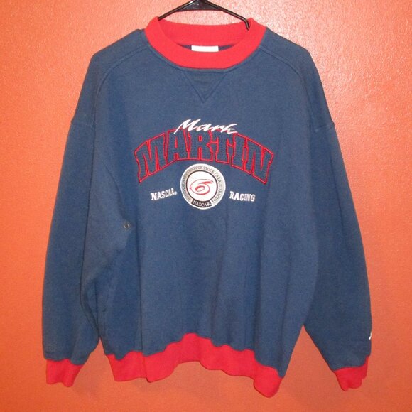 NASCAR Vintage 2K3 Mark Martin Men X Large White Blue Long Sleeve Sweatshirt